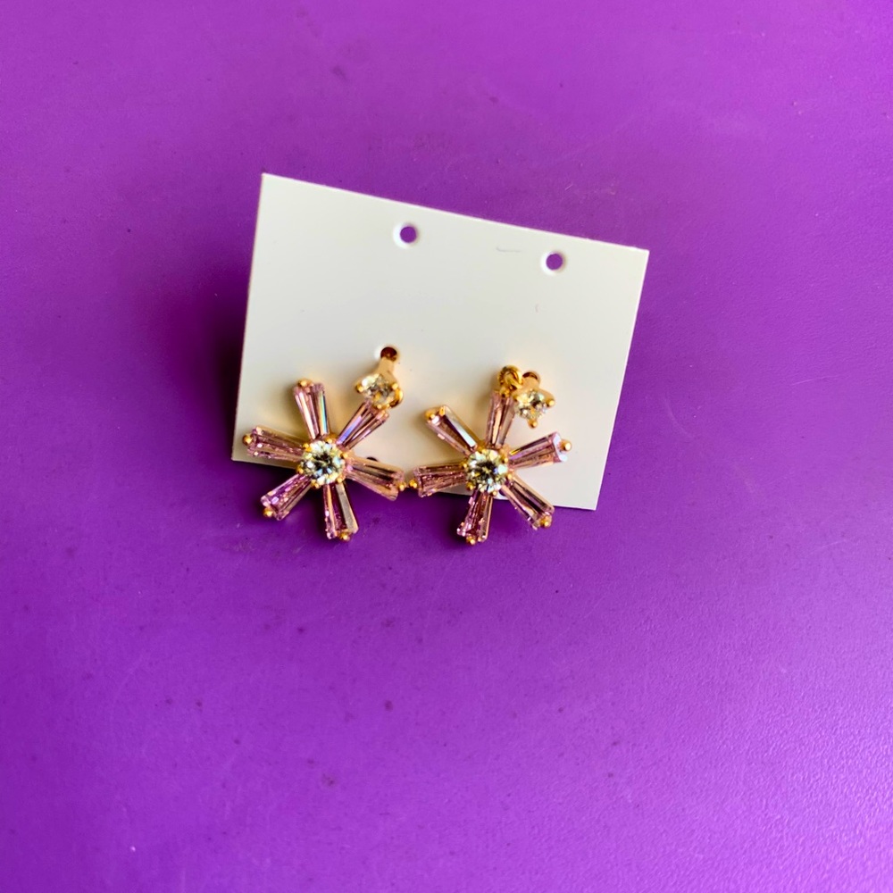 New  pink Swarovski earrings 18k gold plated